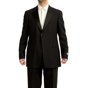 Armani Collezioni Men's Black Wool Tuxedo Suit US 44L IT 54L